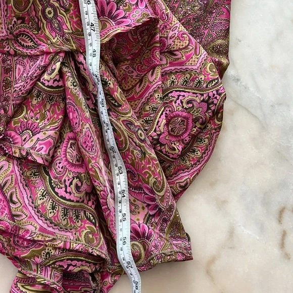 Bohemian flared paisley pink maxi dress one size 100% Viscose - Picture 16 of 17